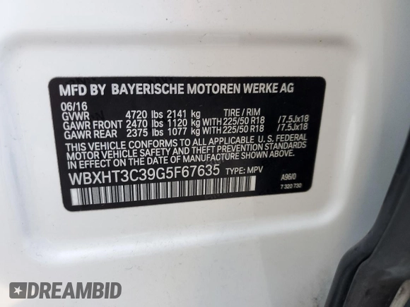 2016 BMW X1 xDrive28i with VIN WBXHT3C39G5F67635, listed as a Copart auction lot 38488573 with 62,157 mi miles. Bid and sale history available at carsss.com. Image 13.