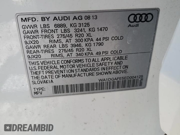 2014 Audi Q7 3.0T S line Prestige with VIN WA1DGAFE5ED004125, listed as a Copart auction lot 88282275 with 152,348 mi miles and Salvage Title. Bid and sale history available at carsss.com. Image 15.