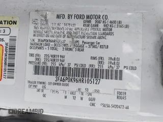 2017 Ford Fusion Titanium with VIN 3FA6P0K96HR105127, listed as a IAAI auction lot 39351701 with 103,295 mi miles. Bid and sale history available at carsss.com. Image 9.
