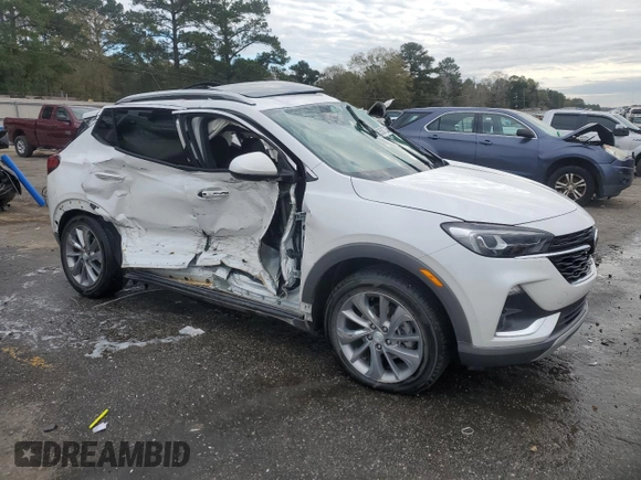 2023 Buick Encore GX Essence with VIN KL4MMFSL7PB107636, listed as a Copart auction lot 89350735 with 27,108 mi miles and Salvage title. Bid and sale history available at DreamBid. Image 4.
