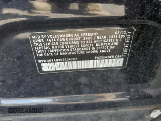2013 Volkswagen CC VR6 Lux with VIN WVWHU7AN3DE504707, listed as a Copart auction lot 61265024 with 0 mi miles and Salvage Title. Bid and sale history available at carsss.com. Image 13.