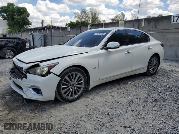 2020 Infiniti Q50 Luxe with VIN JN1EV7AP3LM206117, listed as a Copart auction lot 58060395 with 40,534 mi miles and Non repairable. Bid and sale history available at DreamBid. Image 1.