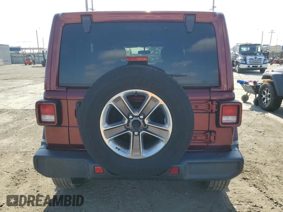 2021 Jeep Wrangler Unlimited Sahara with VIN 1C4HJXEN8MW613404, listed as a Copart auction lot 57155305 with 48,379 mi miles and Salvage title. Bid and sale history available at DreamBid. Image 6.