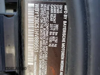 2017 BMW i3 with VIN WBY1Z8C51HV889551, listed as a Copart auction lot 57327875 with 65,437 mi miles and Salvage title. Bid and sale history available at DreamBid. Image 13.