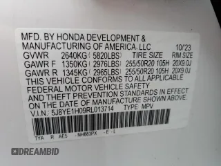 2024 Acura MDX w/A-Spec Package with VIN 5J8YE1H09RL013714, listed as a Copart auction lot 64440054 with 7,361 mi miles and Salvage Title. Bid and sale history available at carsss.com. Image 13.