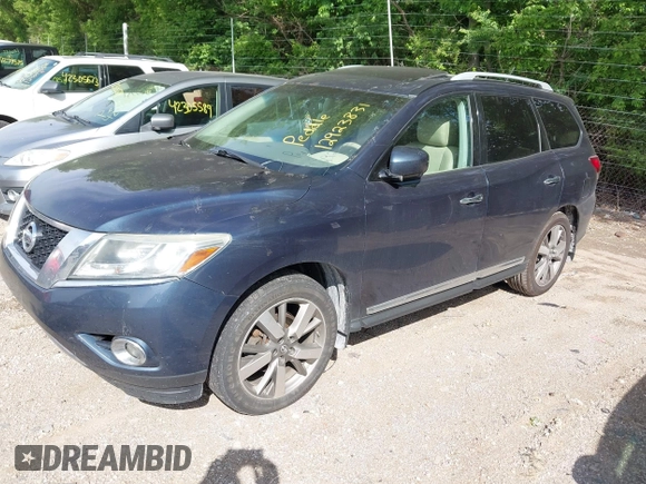 2013 Nissan Pathfinder Platinum with VIN 5N1AR2MM8DC655963, listed as a IAAI auction lot 42305344 with 176,498 mi miles and . Bid and sale history available at DreamBid. Image 2.
