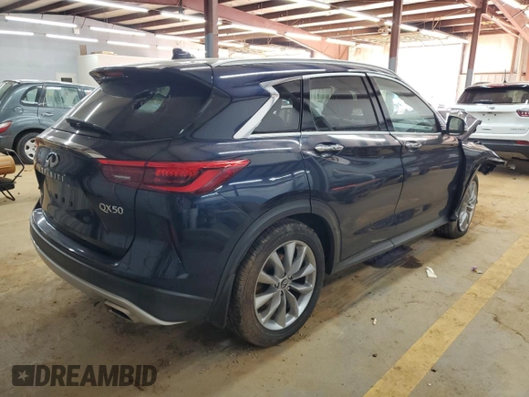 2019 Infiniti QX50 LUXE with VIN 3PCAJ5M18KF139072, listed as a Copart auction lot 46992375 with 39,313 mi miles and Salvage Title. Bid and sale history available at carsss.com. Image 3.