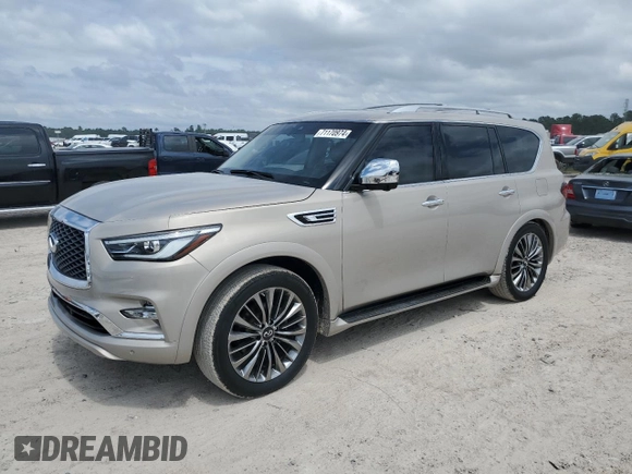 2019 Infiniti QX80 LUXE with VIN JN8AZ2NE2K9229566, listed as a Copart auction lot 71170974 with 58,629 mi miles and Salvage Title. Bid and sale history available at carsss.com. Image 1.