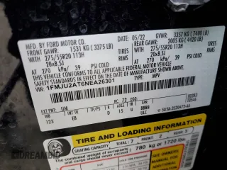 2022 Ford Expedition Limited z VIN 1FMJU2AT6NEA26301, wystawiony jako Copart lot #48721835 z przebiegiem 66 147 mil mil oraz Szkoda całkowita • Salvage title. Historia ofert i sprzedaży dostępna na DreamBid. Obrazek 15.