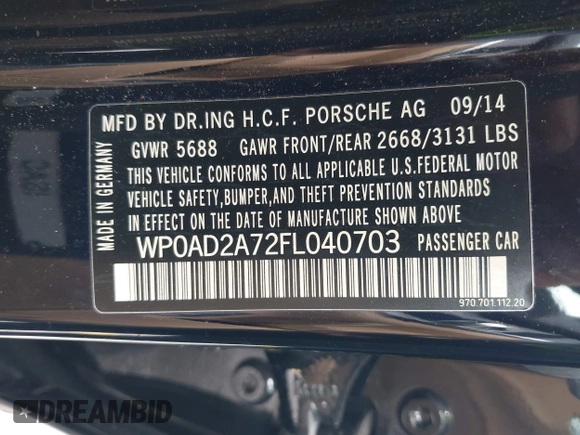 2015 Porsche Panamera S E-Hybrid z VIN WP0AD2A72FL040703, wystawiony jako IAAI lot #41937431 z przebiegiem 77 933 mil mil oraz . Historia ofert i sprzedaży dostępna na DreamBid. Obrazek 9.