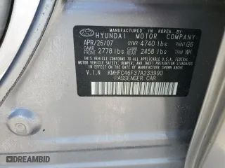2007 Hyundai Azera SE with VIN KMHFC46F37A233990, listed as a Copart auction lot 74978354 with 158,902 mi miles and Salvage Title. Bid and sale history available at carsss.com. Image 12.