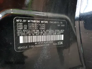 2020 Mitsubishi Mirage ES z VIN ML32F3FJXLHF12630, wystawiony jako Copart lot #53388365 z przebiegiem 33 043 mil mil oraz Czysty tytuł • Clean title. Historia ofert i sprzedaży dostępna na DreamBid. Obrazek 12.