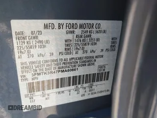 2023 Ford Mustang Mach-E Premium z VIN 3FMTK3R47PMA60861, wystawiony jako IAAI lot #42311615 z przebiegiem 27 469 mil mil oraz . Historia ofert i sprzedaży dostępna na DreamBid. Obrazek 9.