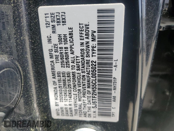 2012 Honda Crosstour EX-L z VIN 5J6TF2H55CL005022, wystawiony jako Copart lot #54228715 z przebiegiem 112 422 mil mil oraz Szkoda całkowita • Salvage title. Historia ofert i sprzedaży dostępna na DreamBid. Obrazek 13.