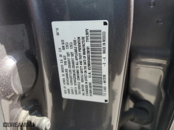 2016 Honda CR-V EX with VIN 3CZRM3H50GG708181, listed as a Copart auction lot 51745685 with 165,737 mi miles and Salvage Title. Bid and sale history available at carsss.com. Image 13.