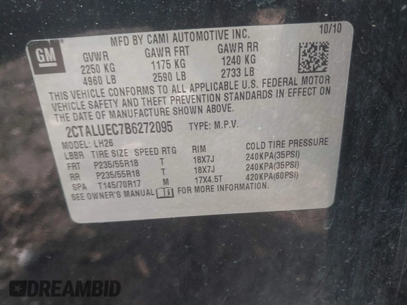 2011 GMC Terrain SLT-1 z VIN 2CTALUEC7B6272095, wystawiony jako IAAI lot #42210009 z przebiegiem 200 210 mil mil oraz . Historia ofert i sprzedaży dostępna na DreamBid. Obrazek 9.