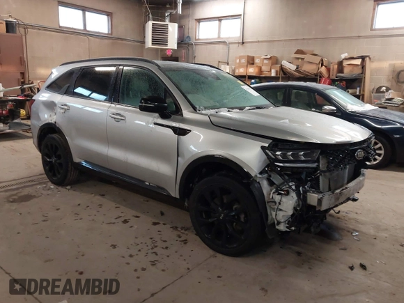 2021 Kia Sorento SX Prestige X-Line with VIN 5XYRKDLF5MG042446, listed as a IAAI auction lot 41506652 with 54,947 mi miles. Bid and sale history available at carsss.com. Image 1.