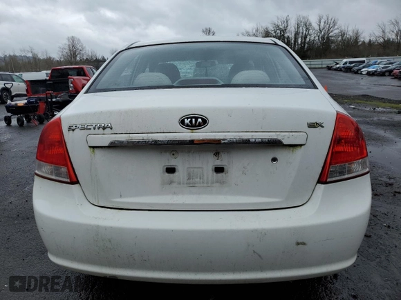 2007 Kia Spectra EX with VIN KNAFE121675467814, listed as a Copart auction lot 50145095 with 136,589 mi miles and Clean Title. Bid and sale history available at DreamBid. Image 6.