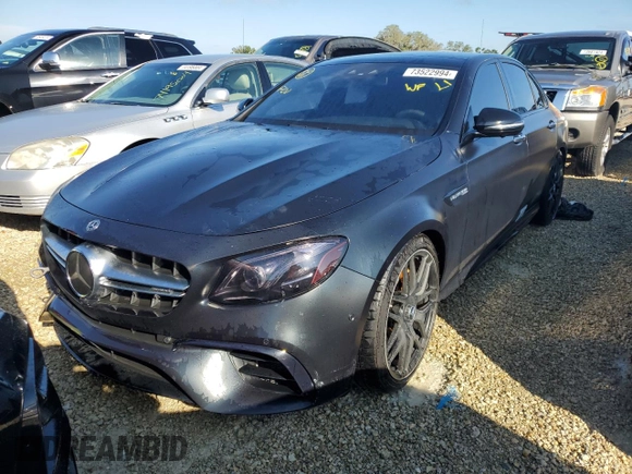 2018 Mercedes-Benz E-Class AMG E 63 S with VIN WDDZF8KB2JA229168, listed as a Copart auction lot 73522994 with 59,988 mi miles and Non Repairable. Bid and sale history available at carsss.com. Image 1.