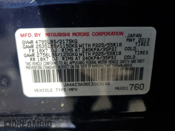 2014 Mitsubishi Outlander SE z VIN JA4AZ3A36EZ003146, wystawiony jako Copart lot #56856245 z przebiegiem 163 958 mil mil oraz Szkoda całkowita • Salvage title. Historia ofert i sprzedaży dostępna na DreamBid. Obrazek 13.