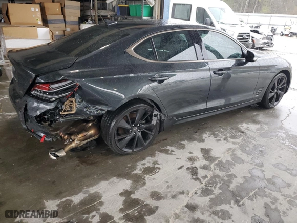 2023 Genesis G70 2.0T with VIN KMTG34TA8PU126273, listed as a Copart auction lot 44799225 with 23,848 mi miles and Salvage Title. Bid and sale history available at carsss.com. Image 3.