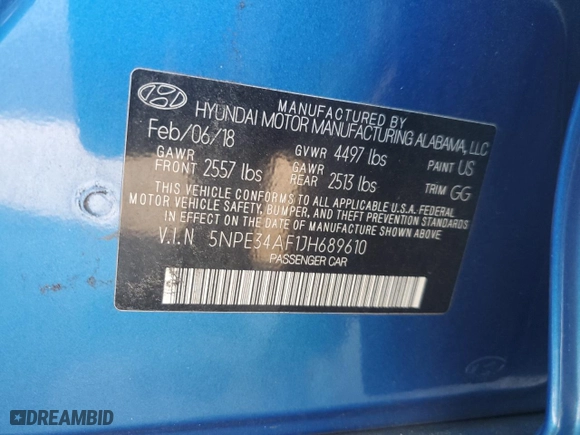 2018 Hyundai Sonata SEL with VIN 5NPE34AF1JH689610, listed as a Copart auction lot 88539165 with 71,941 mi miles and Salvage Title. Bid and sale history available at carsss.com. Image 13.
