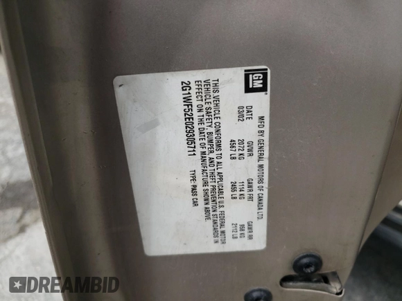 2002 Chevrolet Impala z VIN 2G1WF52E029305711, wystawiony jako Copart lot #57950315 z przebiegiem 151 797 mil mil oraz Szkoda całkowita • Salvage title. Historia ofert i sprzedaży dostępna na DreamBid. Obrazek 13.