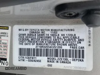 2004 Toyota Corolla CE with VIN 2T1BR32E54C251200, listed as a Copart auction lot 53679315 with 177,378 mi miles and Salvage Title. Bid and sale history available at DreamBid. Image 12.