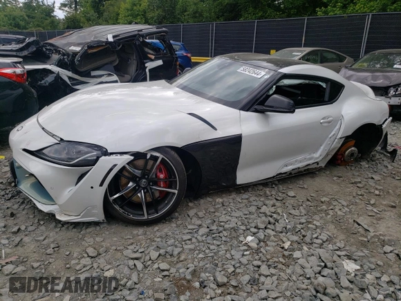 2020 Toyota Supra 3.0 with VIN WZ1DB4C03LW025590, listed as a Copart auction lot 58242644 with Not provided miles and Salvage title. Bid and sale history available at DreamBid. Image 1.