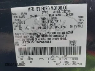 2006 Ford Ranger XL with VIN 1FTZR15E06PA87583, listed as a IAAI auction lot 42098905 with 136,572 mi miles and . Bid and sale history available at carsss.com. Image 9.