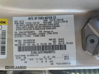 2017 Lincoln MKZ Premiere with VIN 3LN6L5A97HR608925, listed as a Copart auction lot 48539585 with 61,477 mi miles and Salvage Title. Bid and sale history available at DreamBid. Image 14.