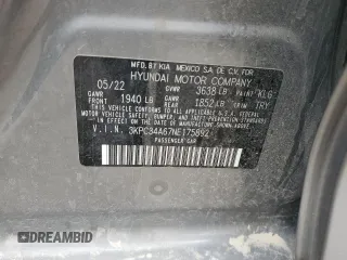 2022 Hyundai Accent Limited with VIN 3KPC34A67NE175892, listed as a Copart auction lot 68247634 with 52,544 mi miles and Salvage Title. Bid and sale history available at carsss.com. Image 12.