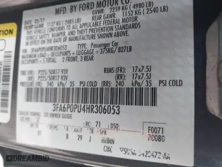 2017 Ford Fusion Energi SE with VIN 3FA6P0PU4HR306053, listed as a IAAI auction lot 41294944 with 88,603 mi miles. Bid and sale history available at carsss.com. Image 9.