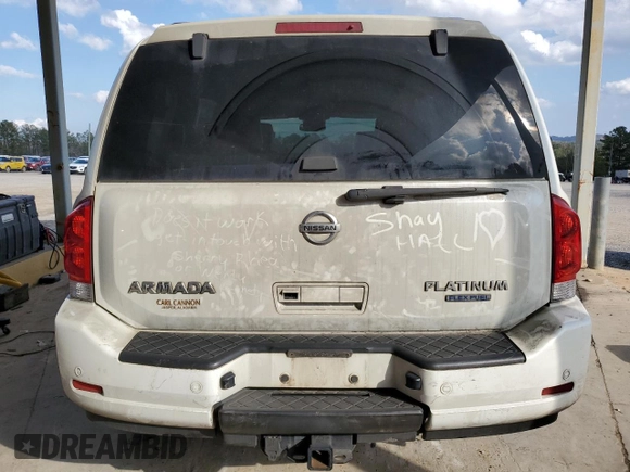 2014 Nissan Armada Platinum z VIN 5N1BA0NFXEN610187, wystawiony jako Copart lot #44145265 z przebiegiem Nie podano mil oraz Czysty tytuł • Clean title. Historia ofert i sprzedaży dostępna na DreamBid. Obrazek 6.