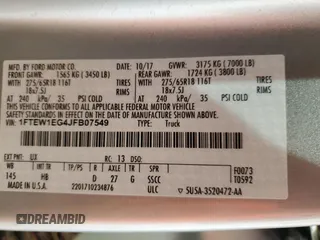 2018 Ford F-150 XL with VIN 1FTEW1EG4JFB07549, listed as a Copart auction lot 46408775 with 0 mi miles and Salvage Title. Bid and sale history available at carsss.com. Image 13.