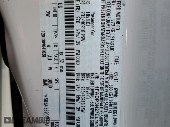 2014 Ford Focus Titanium z VIN 1FADP3N27EL161613, wystawiony jako Copart lot #56166805 z przebiegiem 140 336 mil mil oraz Szkoda całkowita • Salvage title. Historia ofert i sprzedaży dostępna na DreamBid. Obrazek 14.
