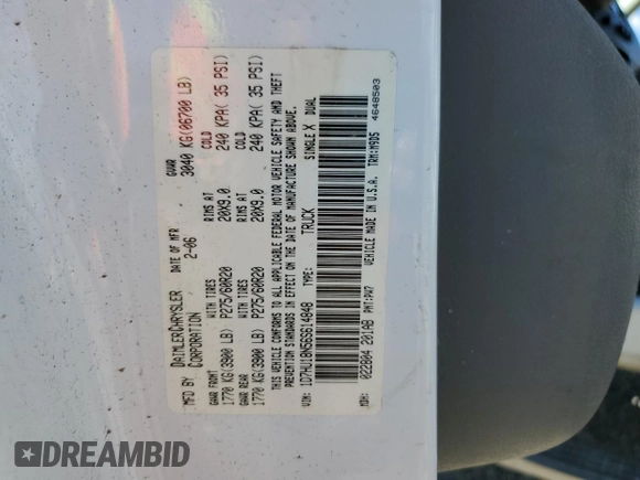2006 Dodge 1500 SLT z VIN 1D7HU18N56S614848, wystawiony jako Copart lot #71539304 z przebiegiem Nie podano mil oraz Czysty tytuł • Clean title. Historia ofert i sprzedaży dostępna na DreamBid. Obrazek 13.
