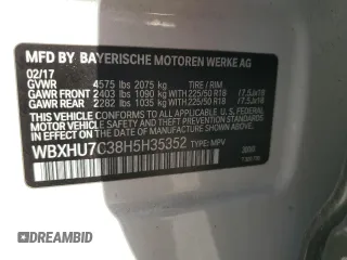 2017 BMW X1 sDrive28i with VIN WBXHU7C38H5H35352, listed as a Copart auction lot 44270505 with 68,047 mi miles and Salvage Title. Bid and sale history available at carsss.com. Image 15.