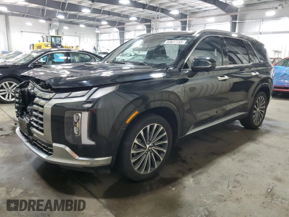 2023 Hyundai Palisade Calligraphy z VIN KM8R7DGE6PU556680, wystawiony jako Copart lot #53627735 z przebiegiem 59 116 mil mil oraz Szkoda całkowita • Salvage title. Historia ofert i sprzedaży dostępna na DreamBid. Obrazek 1.