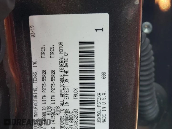 2019 Toyota Tundra SR5 z VIN 5TFAY5F13KX832503, wystawiony jako Copart lot #46536825 z przebiegiem 128 063 mil mil oraz Szkoda całkowita • Salvage title. Historia ofert i sprzedaży dostępna na DreamBid. Obrazek 13.