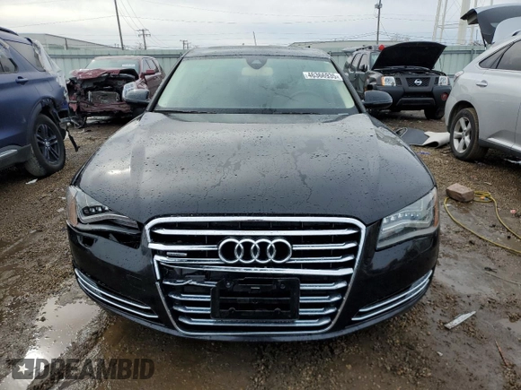 2014 Audi A8 4.0T with VIN WAUR2AFD1EN003630, listed as a Copart auction lot 46366935 with 101,747 mi miles and Salvage Title. Bid and sale history available at DreamBid. Image 5.