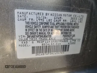 2017 Nissan Sentra SV with VIN 3N1AB7AP3HL654723, listed as a Copart auction lot 48437835 with 117,270 mi miles and Salvage Title. Bid and sale history available at carsss.com. Image 12.