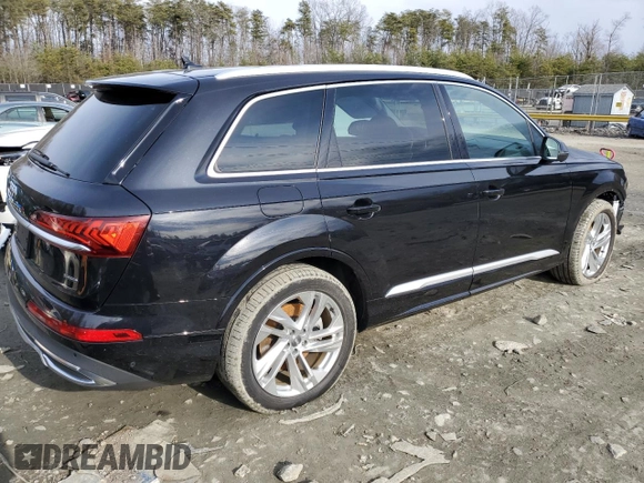 2020 Audi Q7 Premium Plus with VIN WA1LXAF70LD004740, listed as a Copart auction lot 87315404 with 55,158 mi miles and Salvage Title. Bid and sale history available at carsss.com. Image 3.