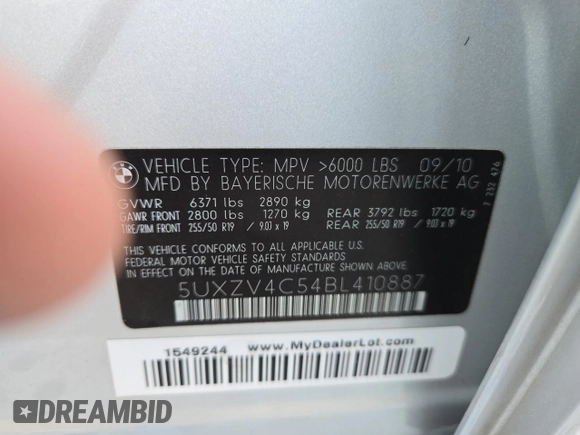 2011 BMW X5 35i with VIN 5UXZV4C54BL410887, listed as a Copart auction lot 77017594 with 111,629 mi miles and Clean Title. Bid and sale history available at carsss.com. Image 10.