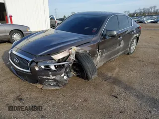 2014 Infiniti Q50 Premium with VIN JN1BV7AR1EM704808, listed as a IAAI auction lot 41854249 with 78,482 mi miles and . Bid and sale history available at DreamBid. Image 2.