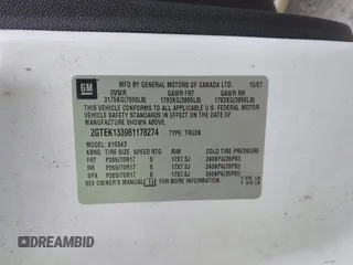 2008 GMC Sierra 1500 Work Truck z VIN 2GTEK133981178274, wystawiony jako IAAI lot #42146222 z przebiegiem 246 353 mil mil oraz . Historia ofert i sprzedaży dostępna na DreamBid. Obrazek 9.