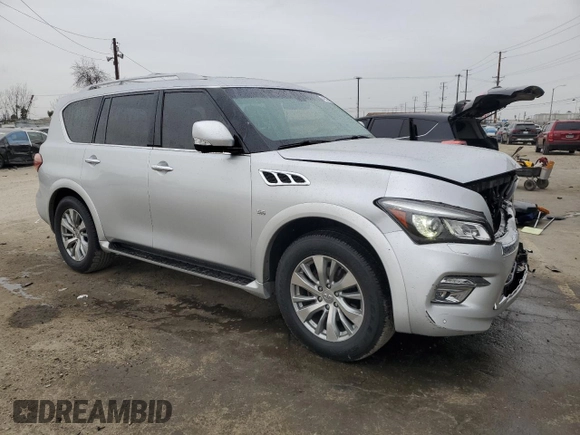 2017 Infiniti QX80 with VIN JN8AZ2NE4H9160839, listed as a Copart auction lot 46557435 with 99,346 mi miles and Salvage Title. Bid and sale history available at carsss.com. Image 4.