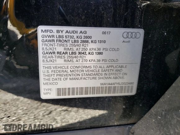 2018 Audi SQ5 Premium Plus with VIN WA1A4AFY5J2023480, listed as a Copart auction lot 41919794 with 100,918 mi miles and . Bid and sale history available at DreamBid. Image 16.