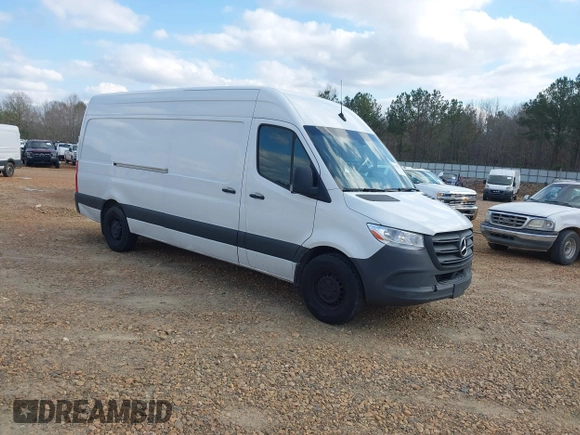 2023 Mercedes-Benz Sprinter Cargo with VIN W1Y4NCHY1PT126337, listed as a IAAI auction lot 41485671 with 93,627 mi miles. Bid and sale history available at carsss.com. Image 1.