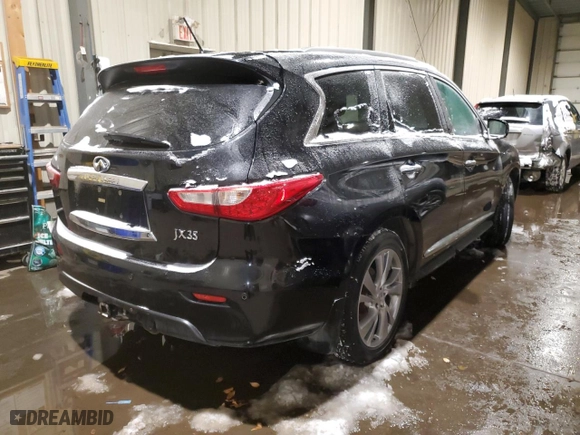 2013 Infiniti JX35 with VIN 5N1AL0MM2DC332028, listed as a Copart auction lot 38962534 with 206,450 mi miles and Salvage Title. Bid and sale history available at carsss.com. Image 3.